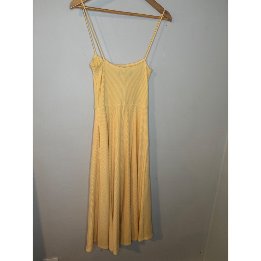 Reformation Small Yellow Ribbed Midi Dress‎ Fit Flare Sleeveless Stretch - Picture 5 of 6